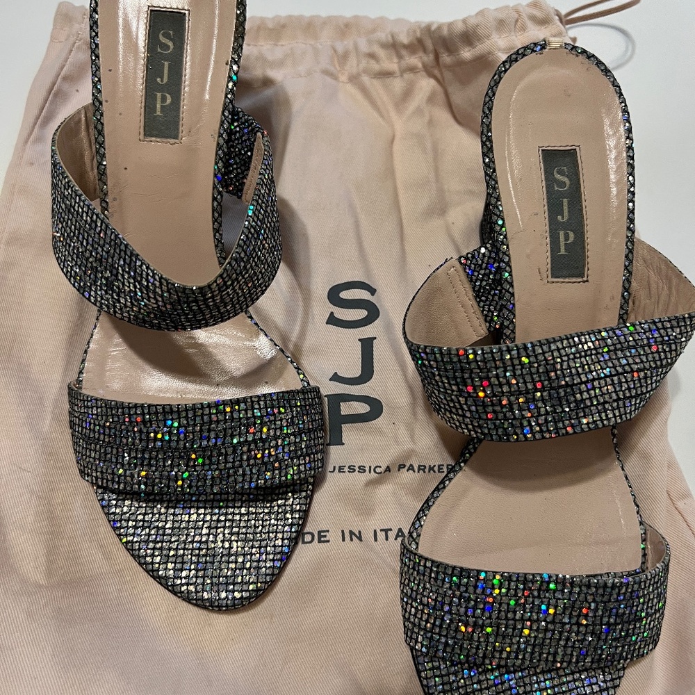 SJP by Sarah Jessica Parker Women's Fleur Double Strap Slide Wedge Heel